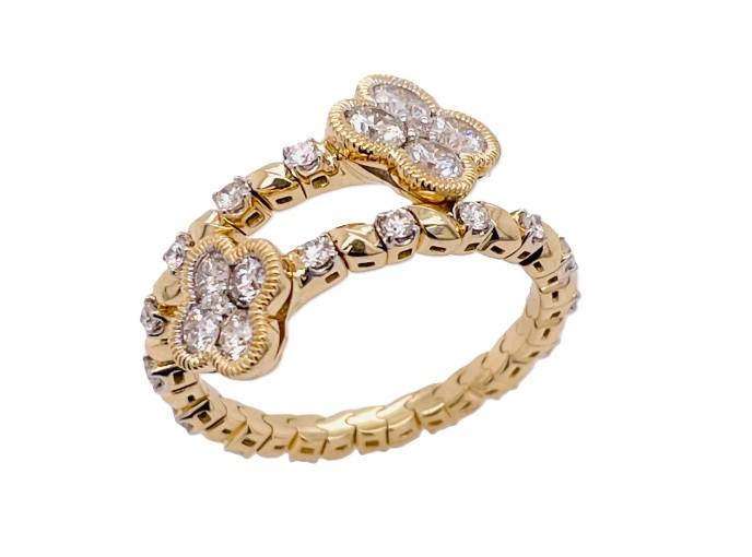 14K Yellow Gold .91CTW Natural Diamond Clover Flexie Ring