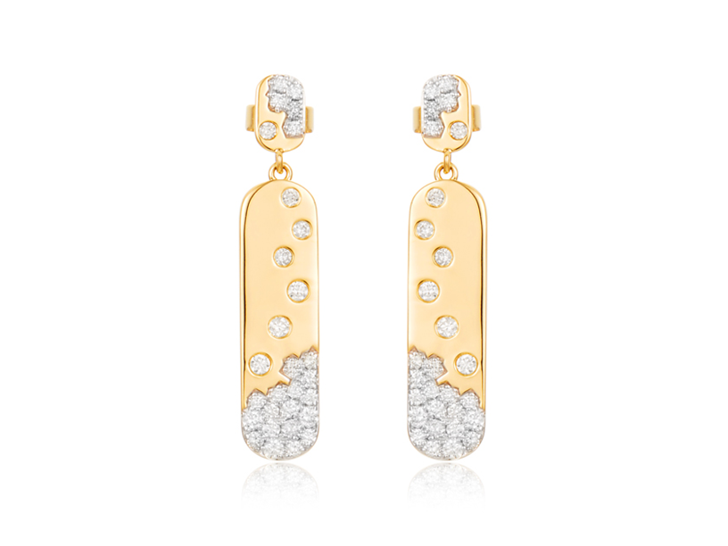 14K Yellow Gold .79CTW Scattered Diamond Dangle Stud Earrings