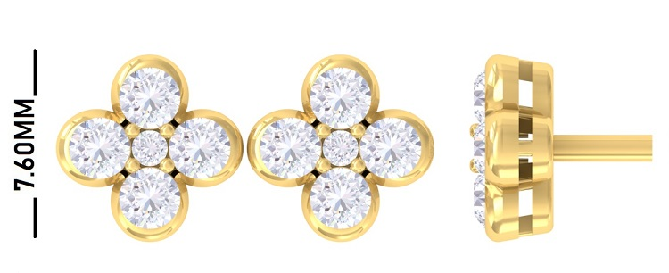 14K Yellow Gold .29CTW Natural Diamond Clover Stud Earrings