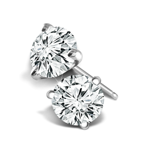 14K White Gold 1CTW Round Brilliant Cut Diamond Stud Earrings 3-Prong G-H SI2 with Friction On/Off Backs