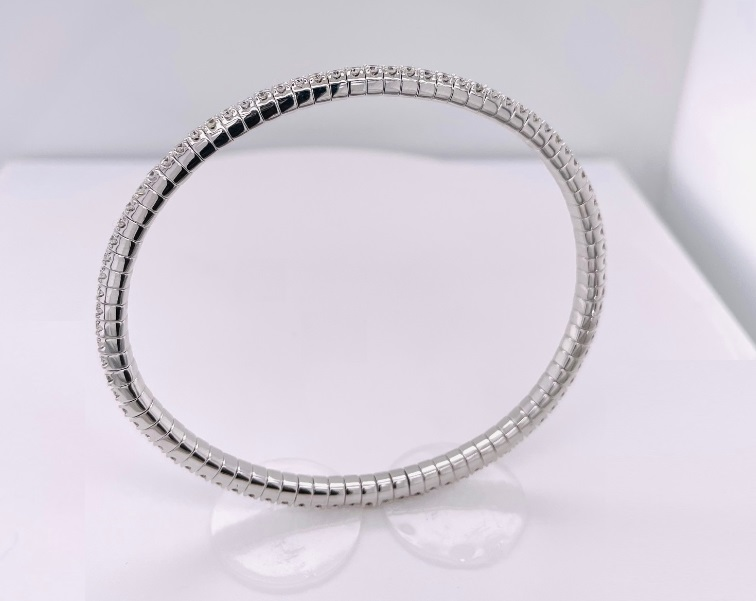 14K White Gold 2.59CTW Natural Diamond Stretch Bracelet