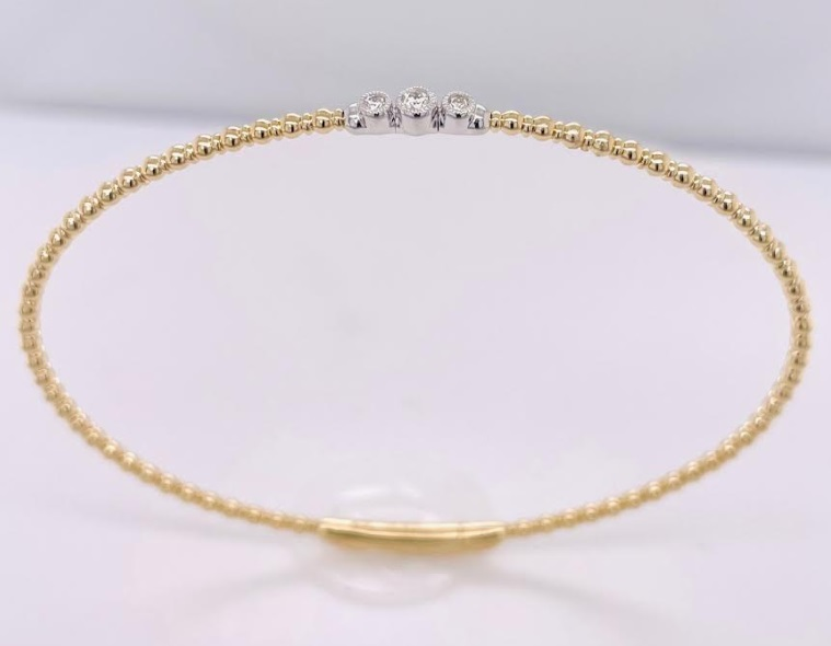 14K Two-Tone .07CTW Bezel-Set Milgrain Diamond Flexie Bracelet