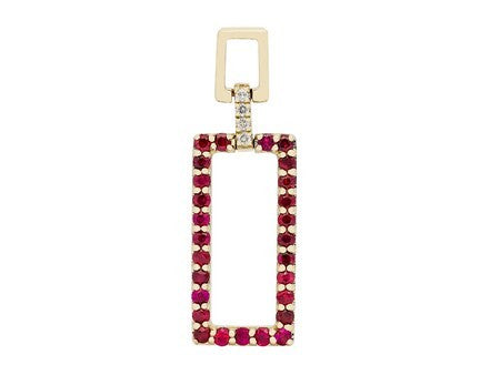 14K Yellow Gold Ruby Diamond Pendant