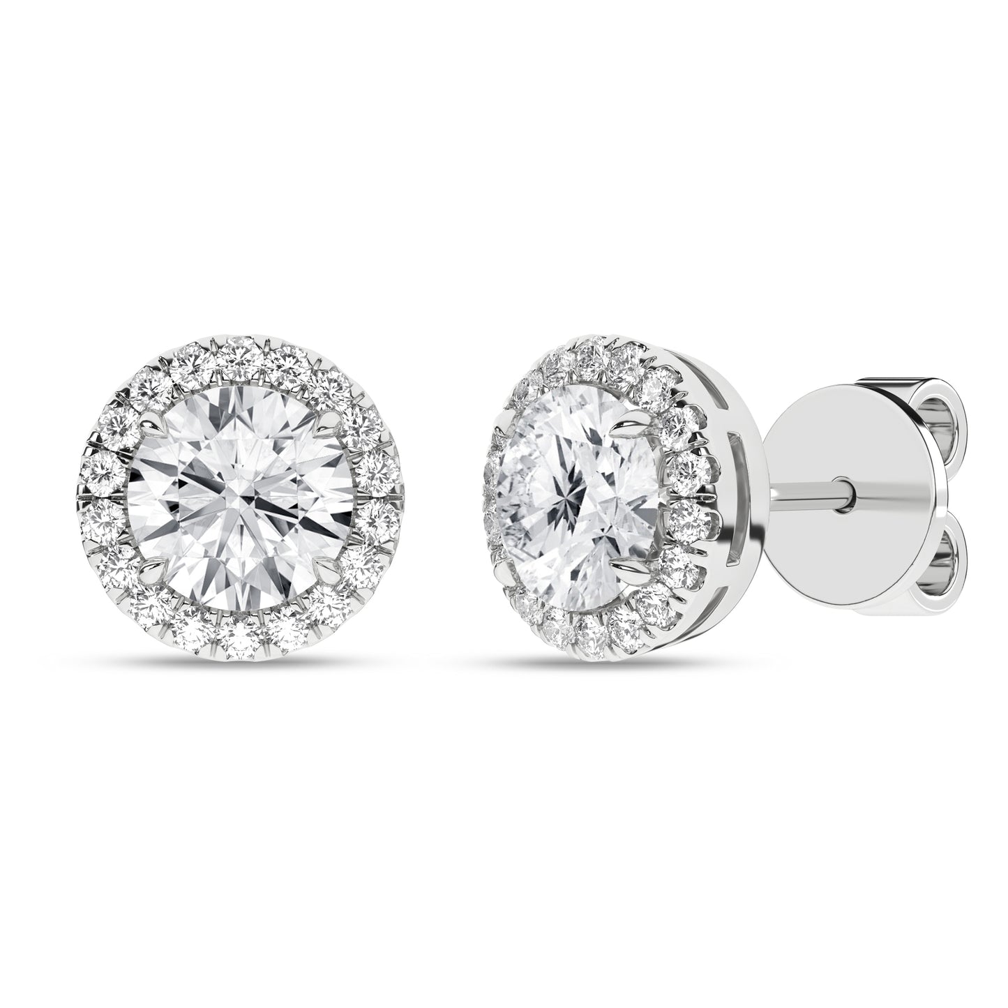 LGD 2.25CTW 14K White Gold Halo Stud Earrings
