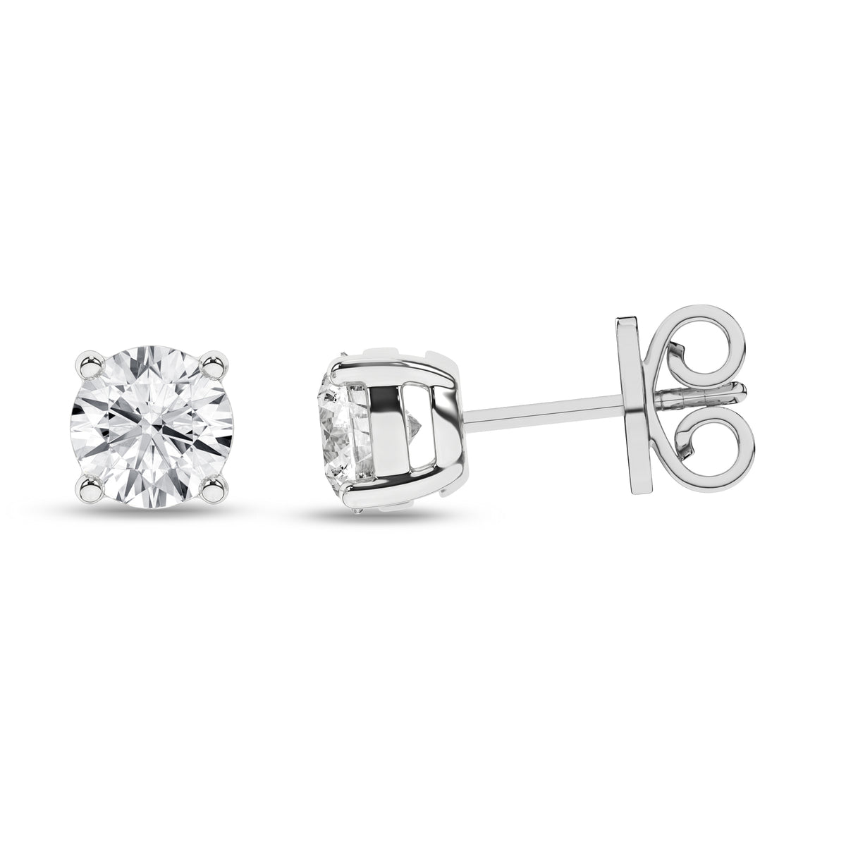 LGD 1CTW 14KWG 4-Prong Round Stud Earrings E-F VS