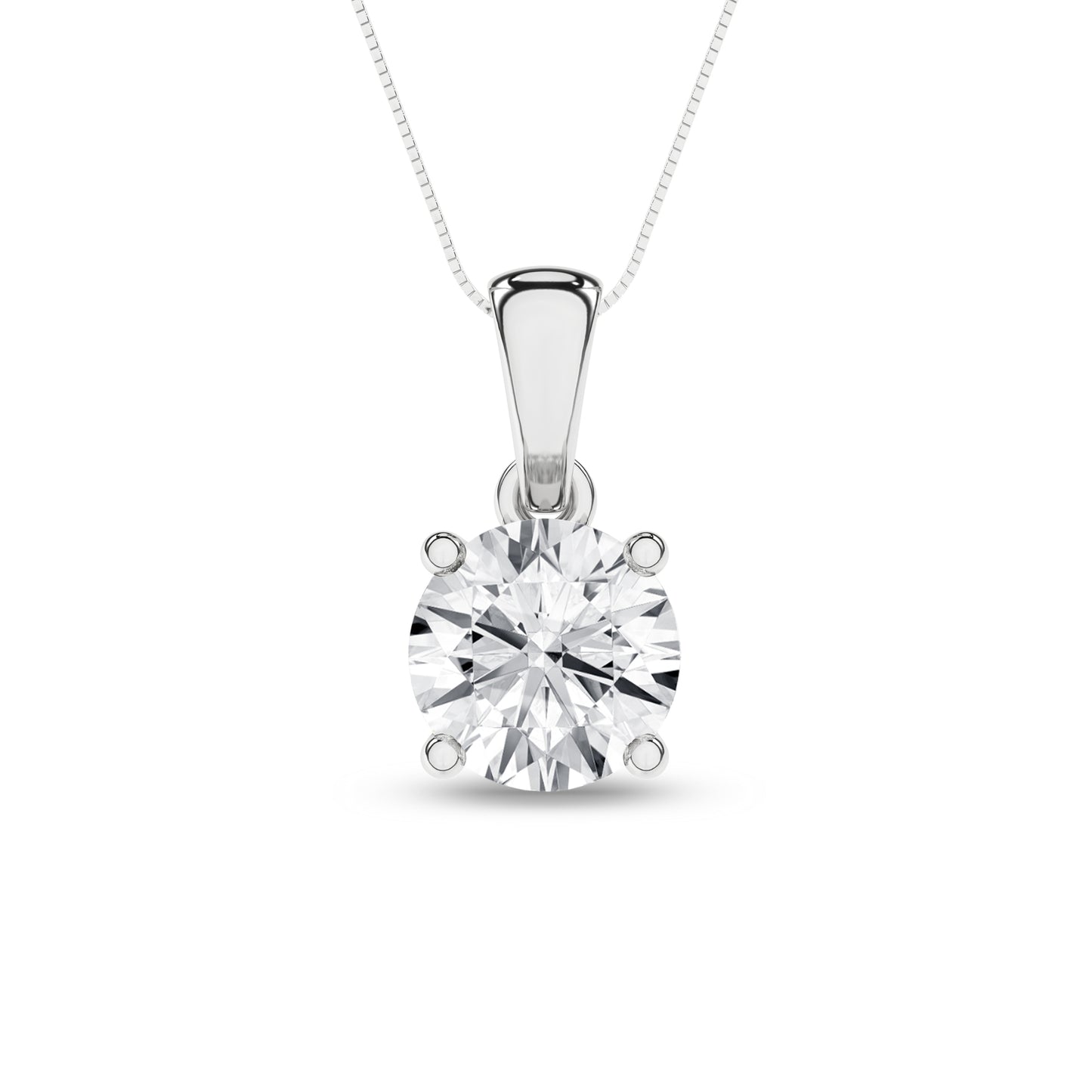 14K White Gold 1CTW Lab-Grown Diamond Solitaire Pendant with Box Chain