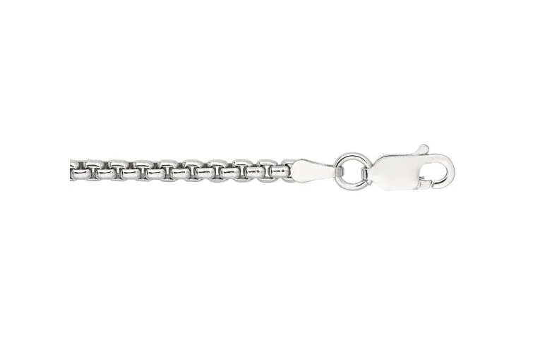 Sterling Silver 24" Round Box Chain 2.2MM with Lobster Clasp