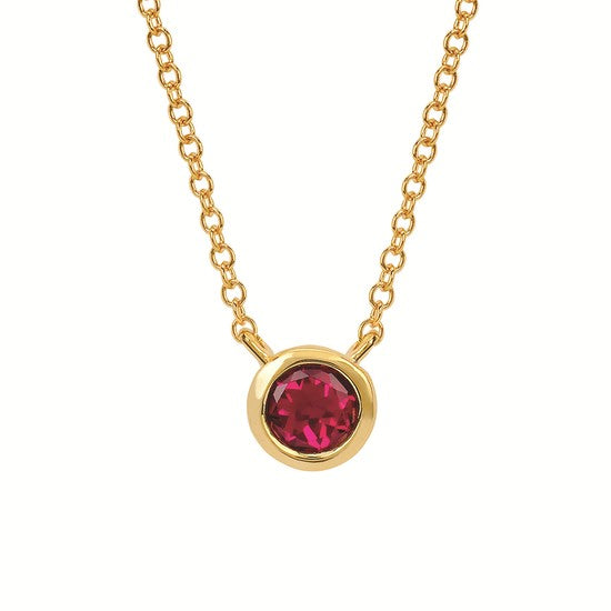 3.7MM Created Ruby Birthstone Pendant | Sterling Silver