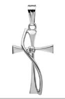 Adult Sterling Silver Cross with Diamond
