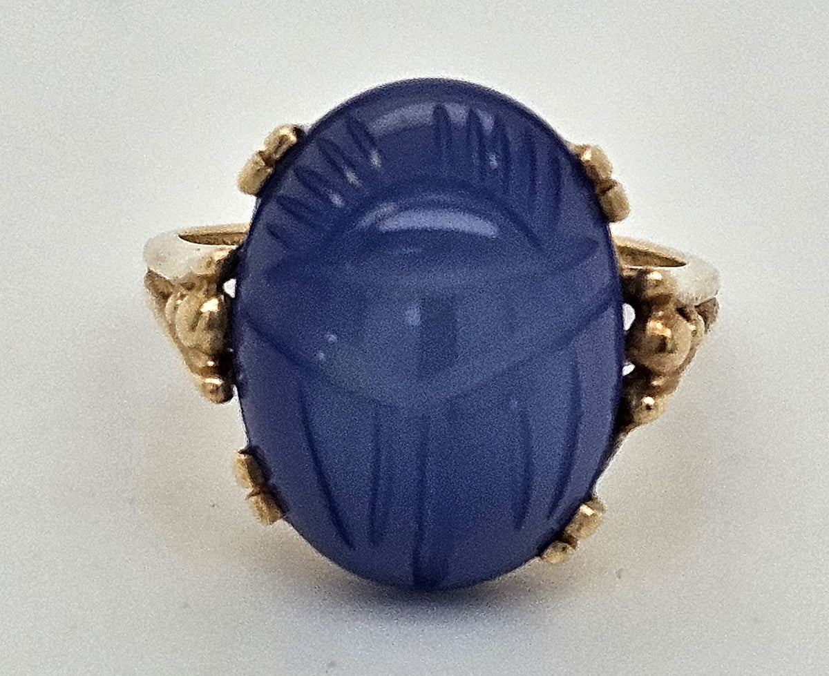 14K Yellow Gold Ring with Blue Stone Size 6.5