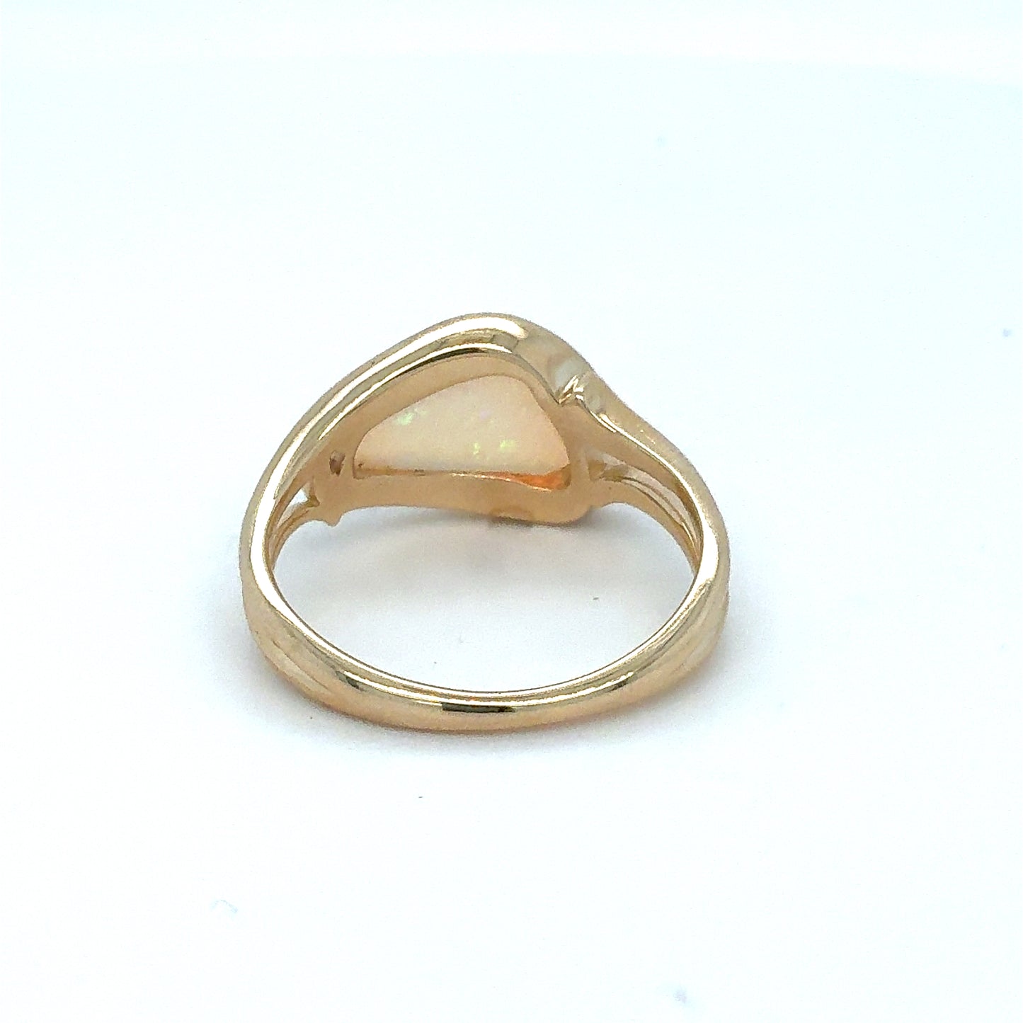 Estate 14K Yellow Gold Freeform Opal Ring with Split Shoulders