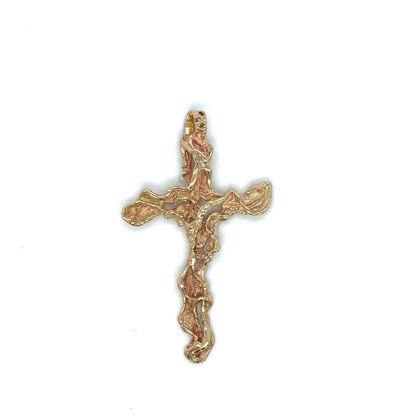 14K Yellow Gold Estate Freeform Cross Pendant