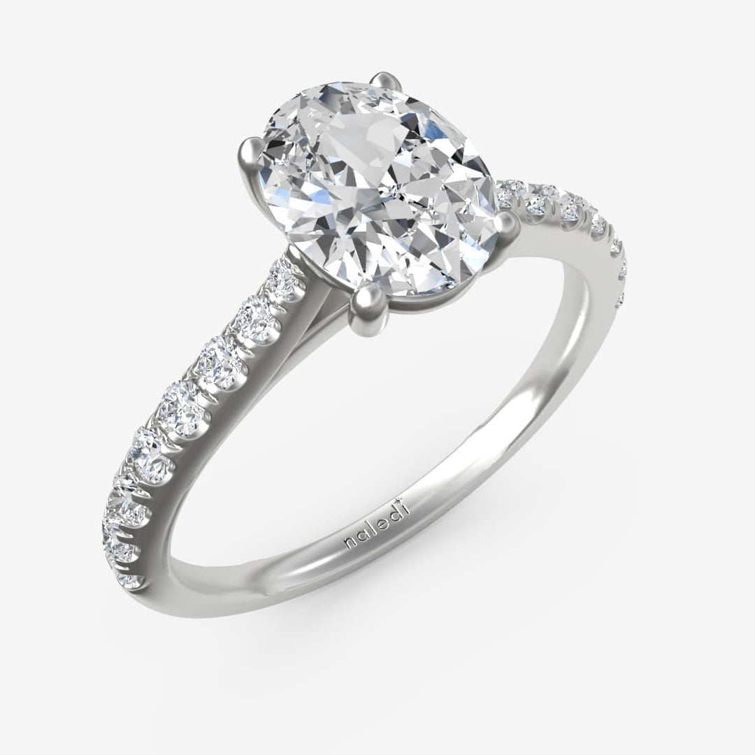 Tapered Up Diamond Shank Cathedral Setting Engagement Ring Semi-Mount