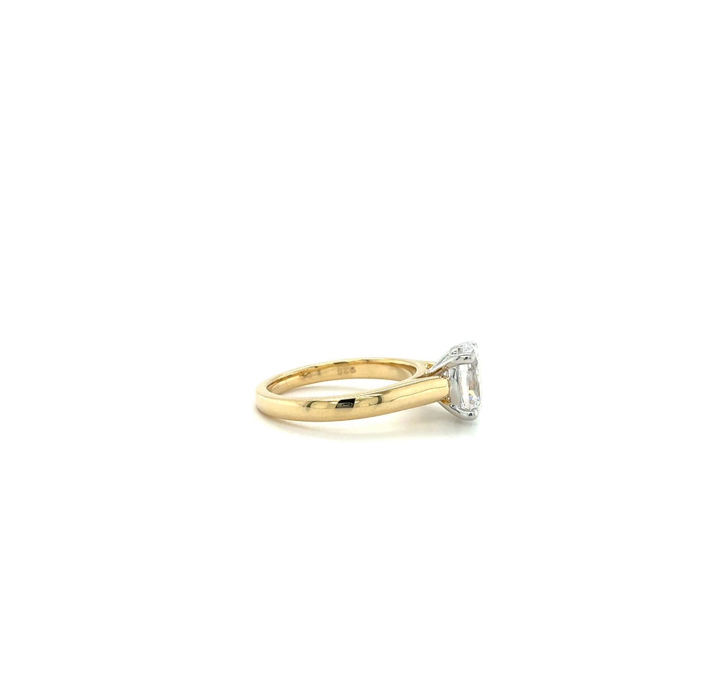 14K Two-Tone Cathedral Solitaire Engagement Ring – Oval Setting