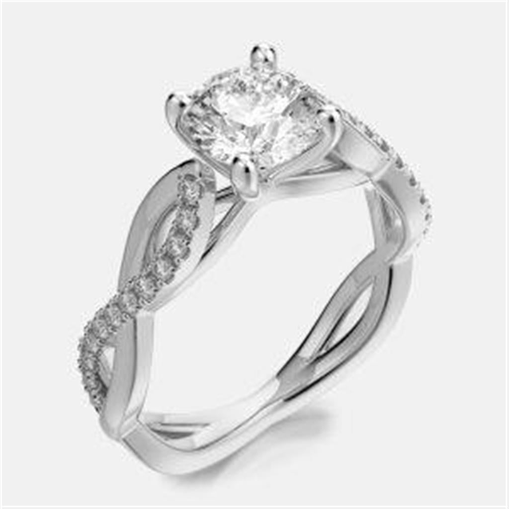 Criss-Cross Diamond and High Polish Cathedral Trellis Engagement Ring Semi-Mount