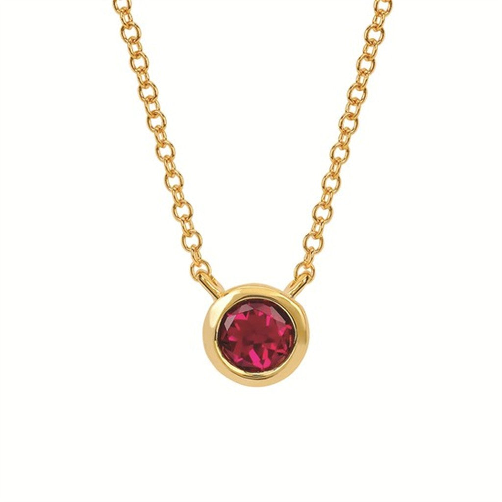 3.7MM Created Ruby Birthstone Pendant | Sterling Silver