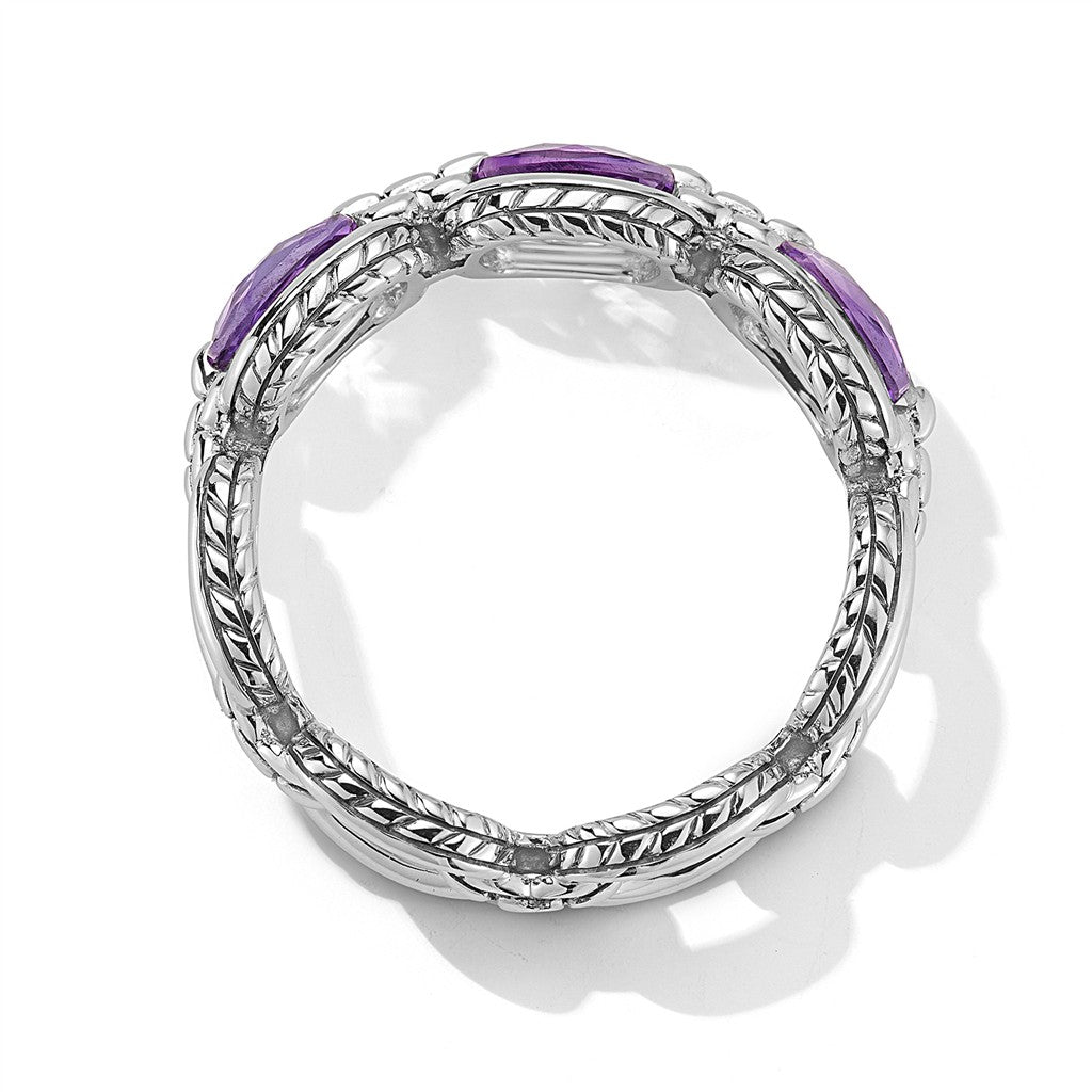 JAI Sterling Silver Statement Link & Multi Gemston | Silver Rings