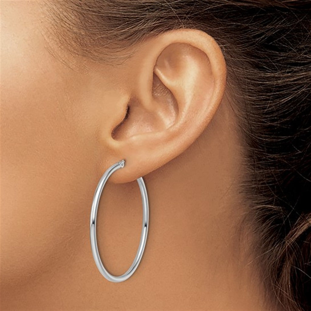 Classic 14K White Gold Hinged Hoop Earrings Parker Jewelers Carlisle, PA