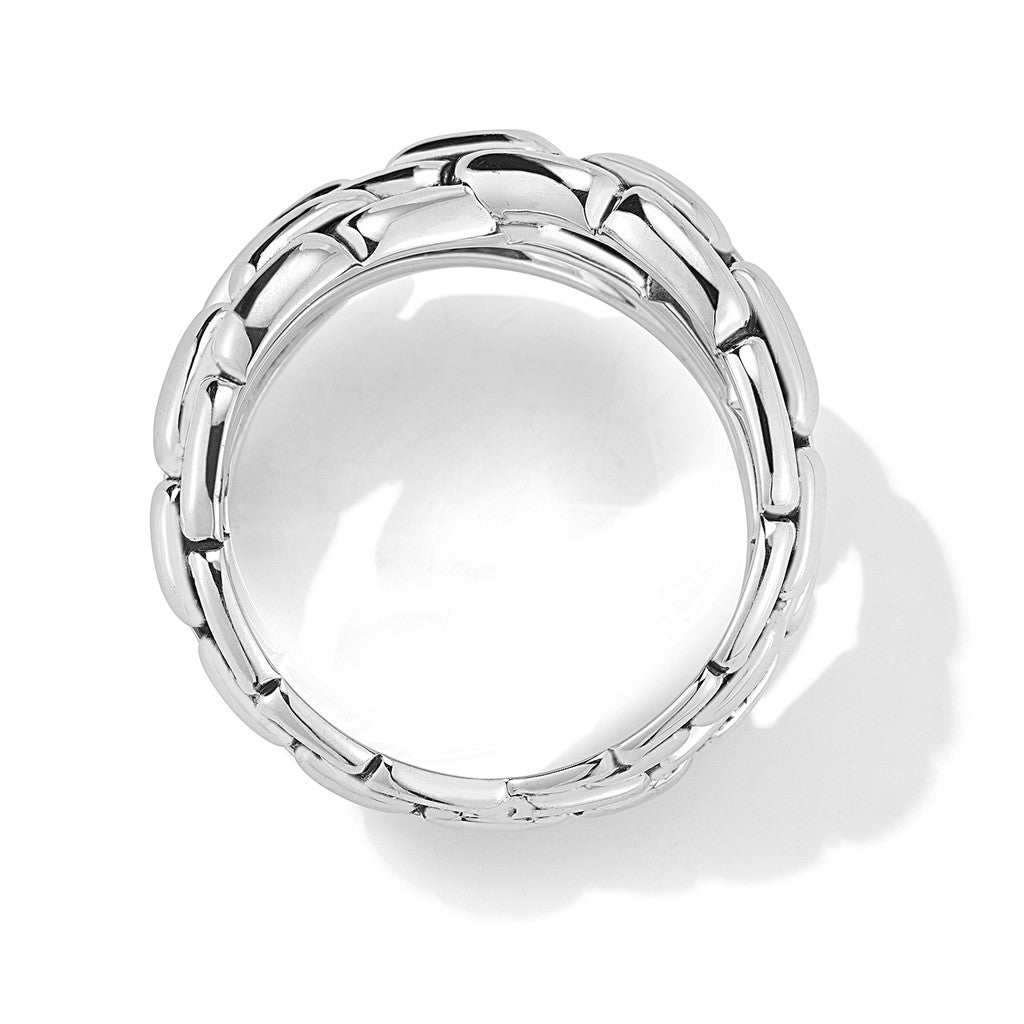 JAI Sterling Silver Graduated Criss Cross Box Chai | Silver Rings