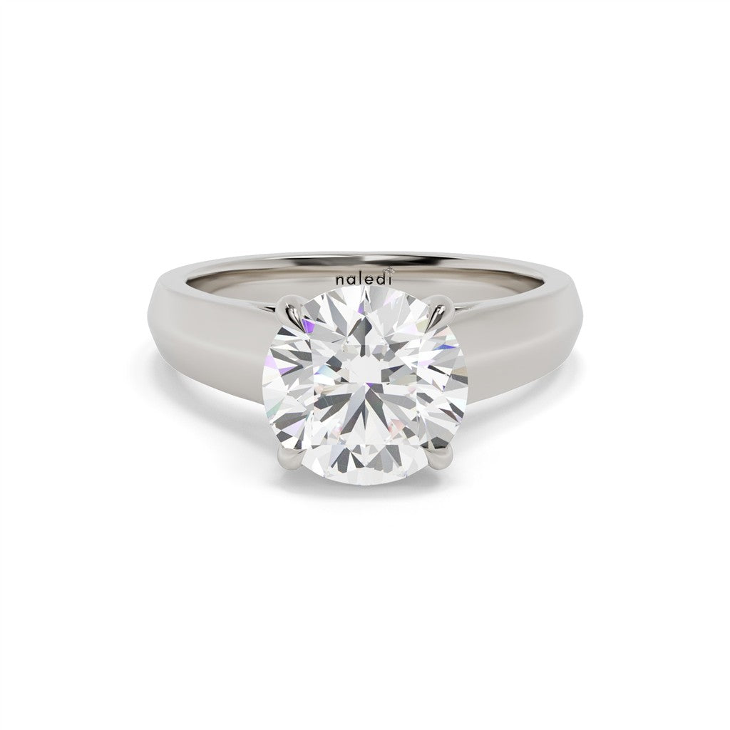 14K White Gold Cathedral Engagement Ring – Hidden Halo