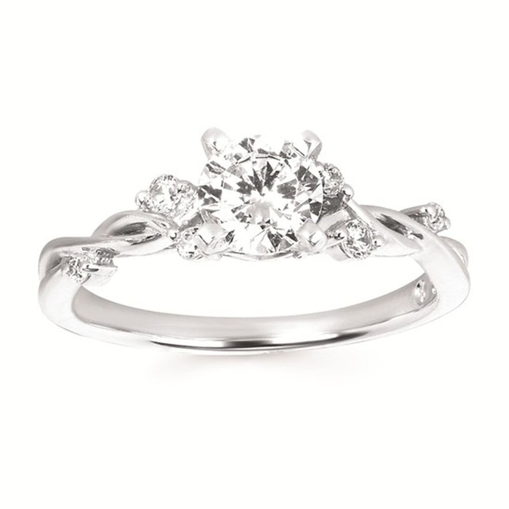 Forever Elegant® 1/10 Ctw. Diamond Semi Mount with 3/4 Ct. Round Center Diamond in 14K Gold