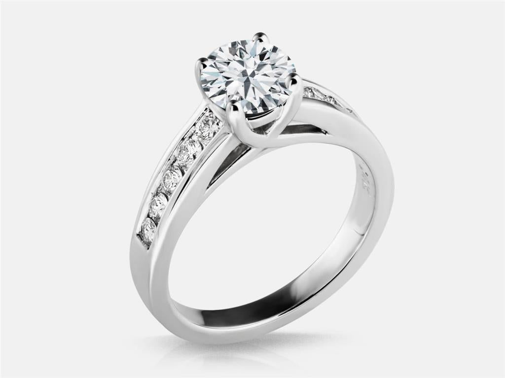 Diamond Channel Shank with Trellis Cathedral Setting Engagement Ring Semi-Mount