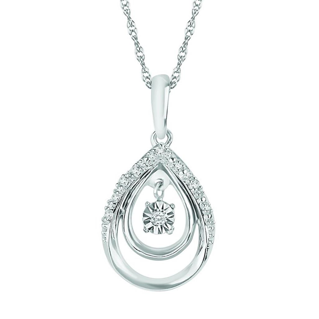 Shimmering Diamonds® Tear Drop Pendant In Sterling Silver With .03 Ctw. Diamonds