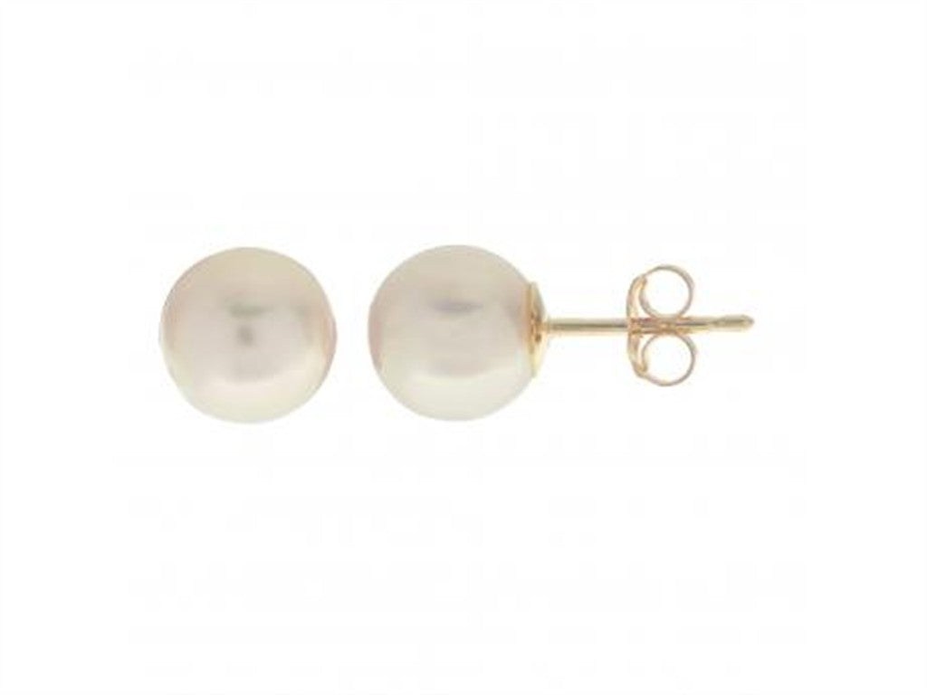 Timeless Elegance – 14K Yellow Gold 7mm Akoya Pearl Stud Earrings