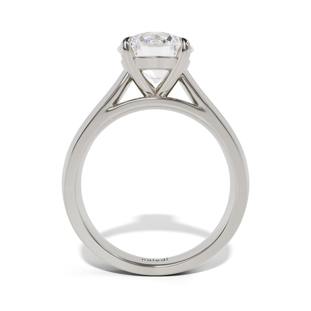 14K White Gold Cathedral Engagement Ring – Hidden Halo