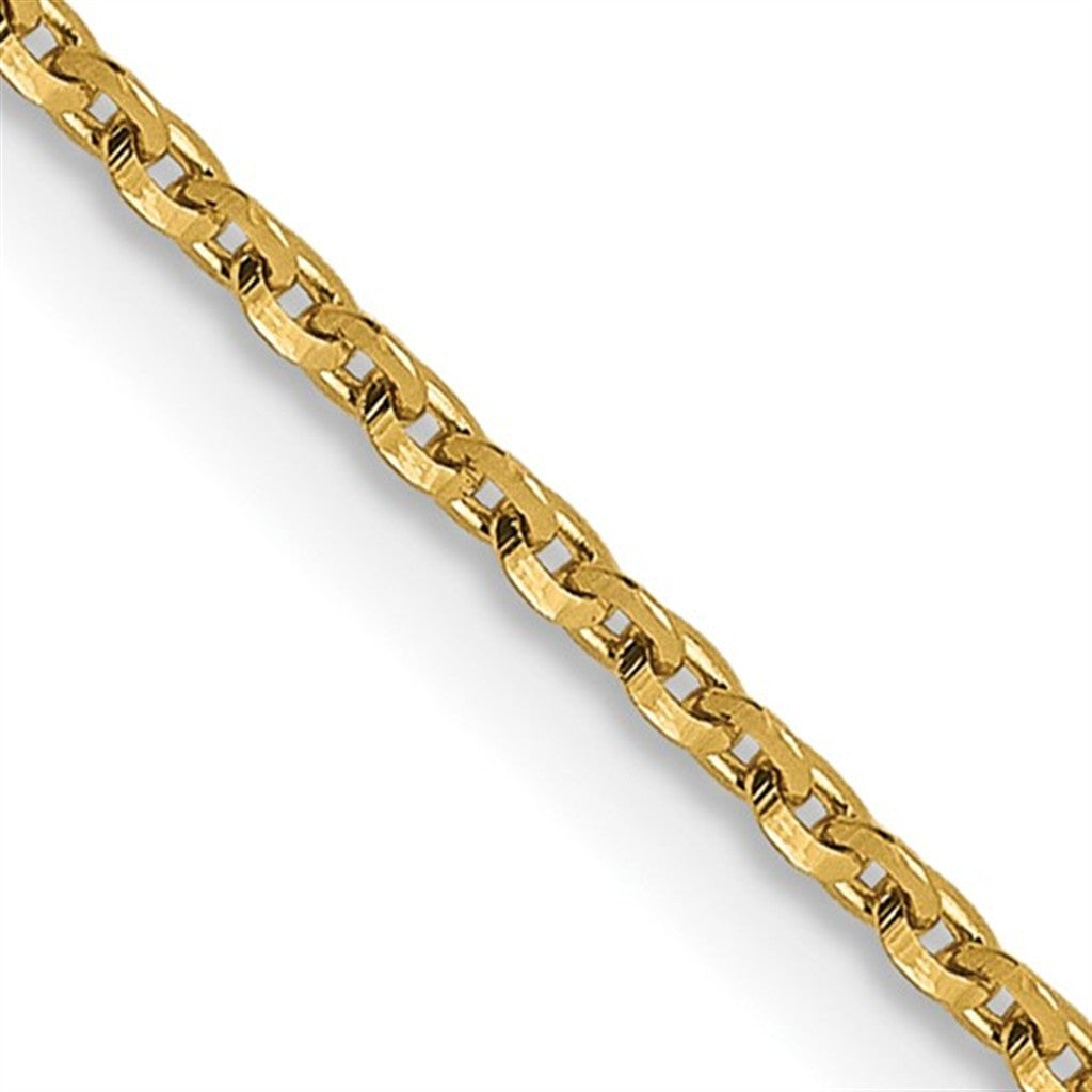 14K Yellow Gold 18" 1.15MM Diamond-Cut Oval Link Chain – Lobster Clasp