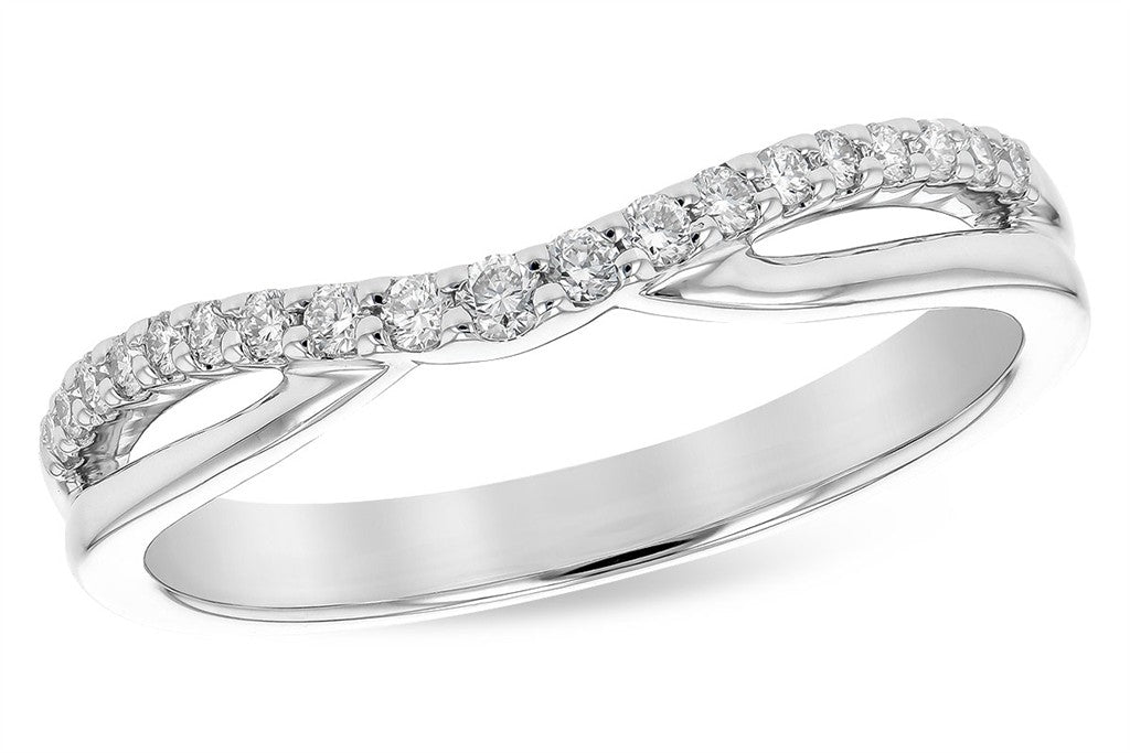 14K White Gold .17CTW Diamond Curved Double Band Ring