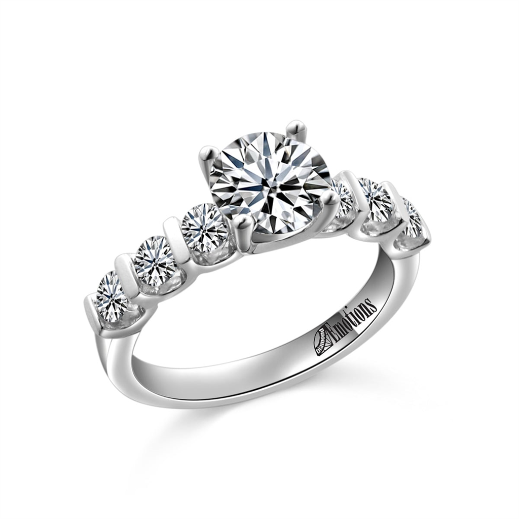 Classic Bridal Engagement Ring Semi-Mount with Side Stones