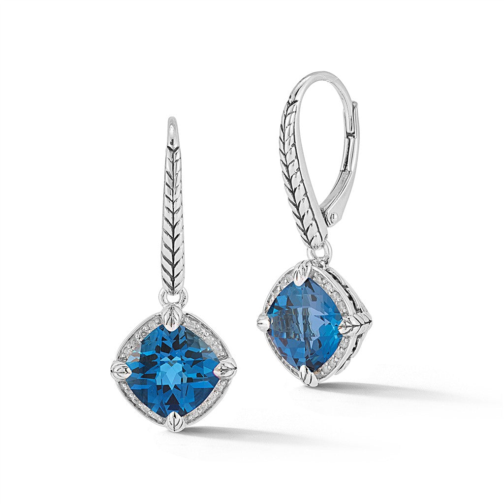 JAI Sterling Silver Signature Gemstone & Diamond L | Silver Earrings