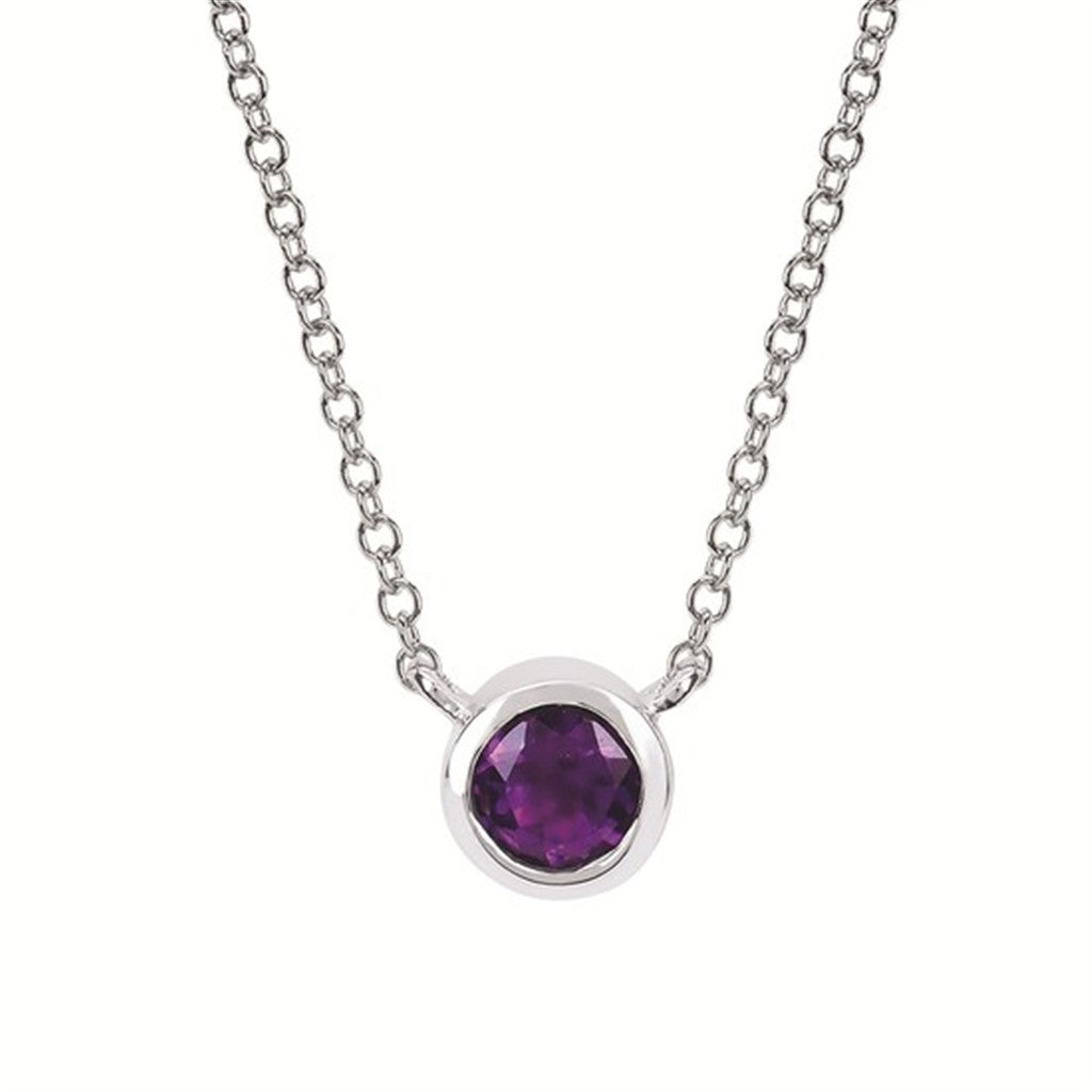 3.7MM Amethyst Birthstone Pendant | Sterling Silver