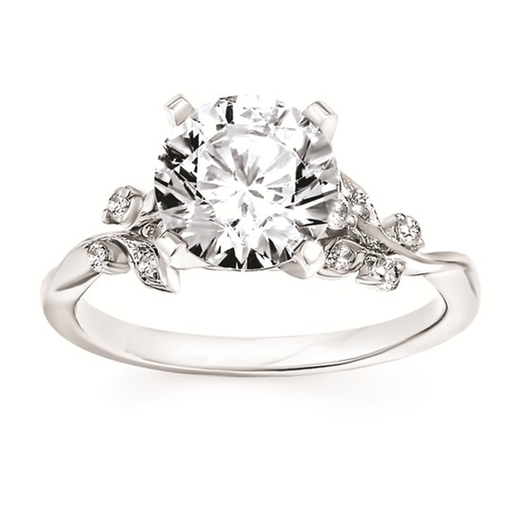 Forever Elegant® 1/8 Ctw. Diamond Semi Mount with 2 Ct. Round Center in 14K Gold