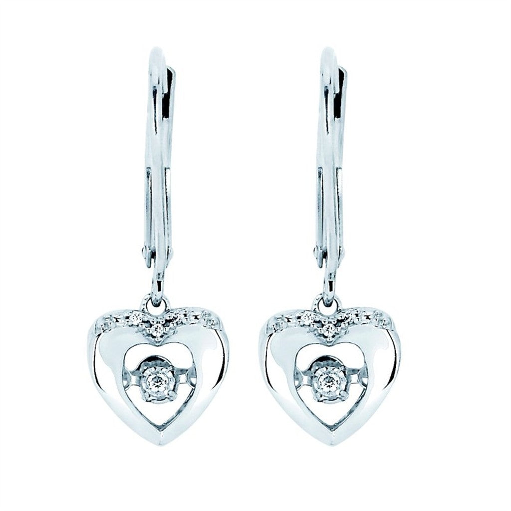 Shimmering Diamonds® Dangling Heart Earrings in Sterling Silver