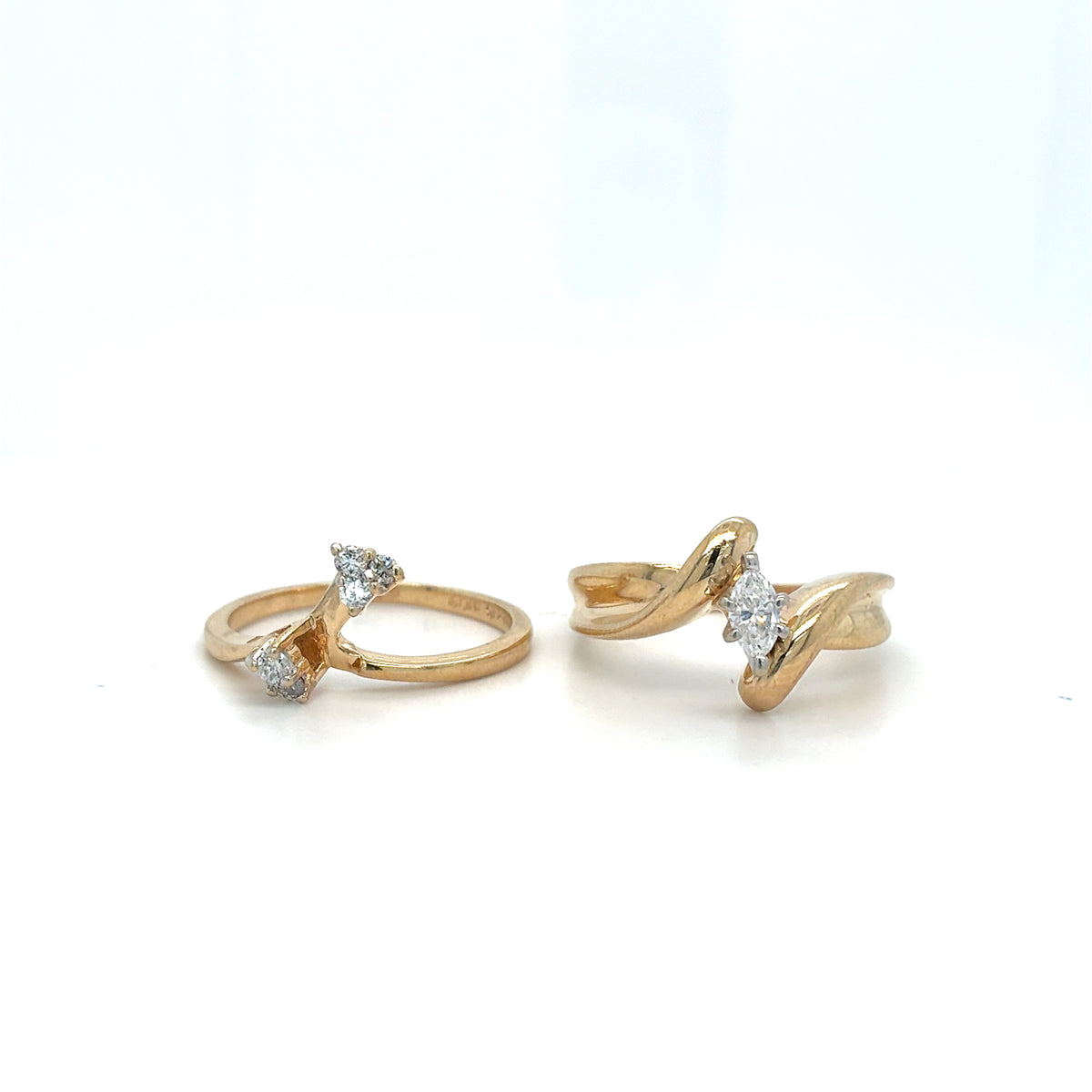 Estate 14K Yellow Gold Ladies Marquise Diamond Bridal Set – Size 6.5