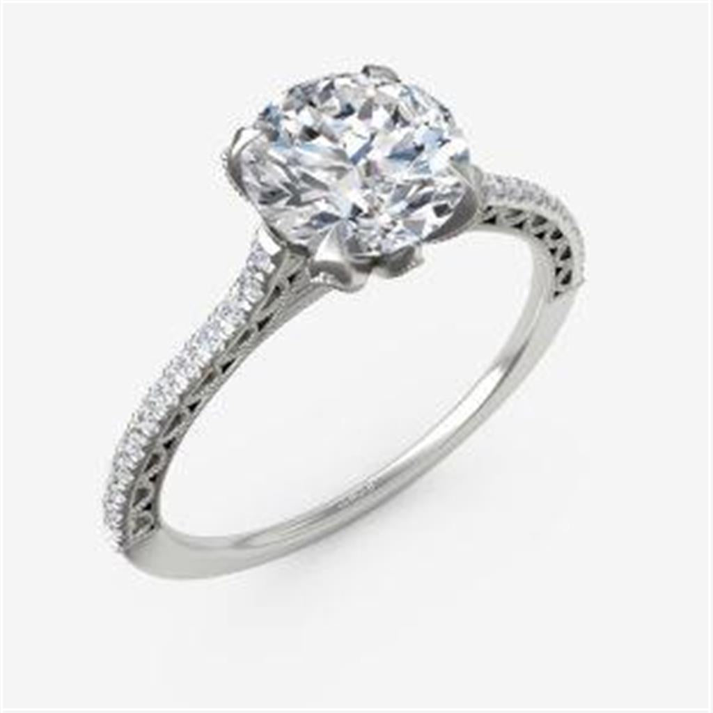 Tulip Head with Filigree and Diamond Shank Engagement Ring Semi-Mount