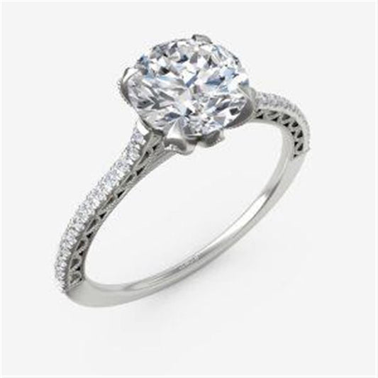 Tulip Head with Filigree and Diamond Shank Engagement Ring Semi-Mount