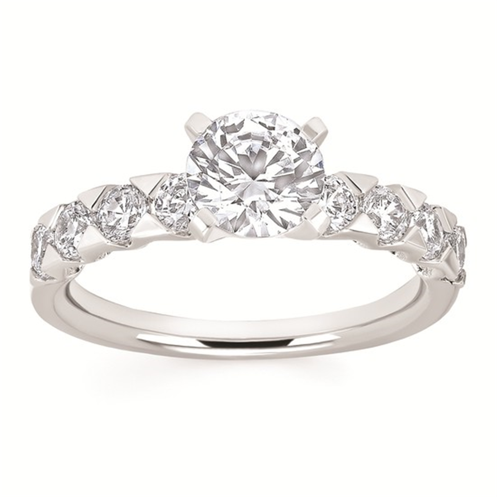 : Modern Bridal 3/4 Ctw. Diamond Semi Mount with 1.50 Ct. Round Center in 14K Gold
