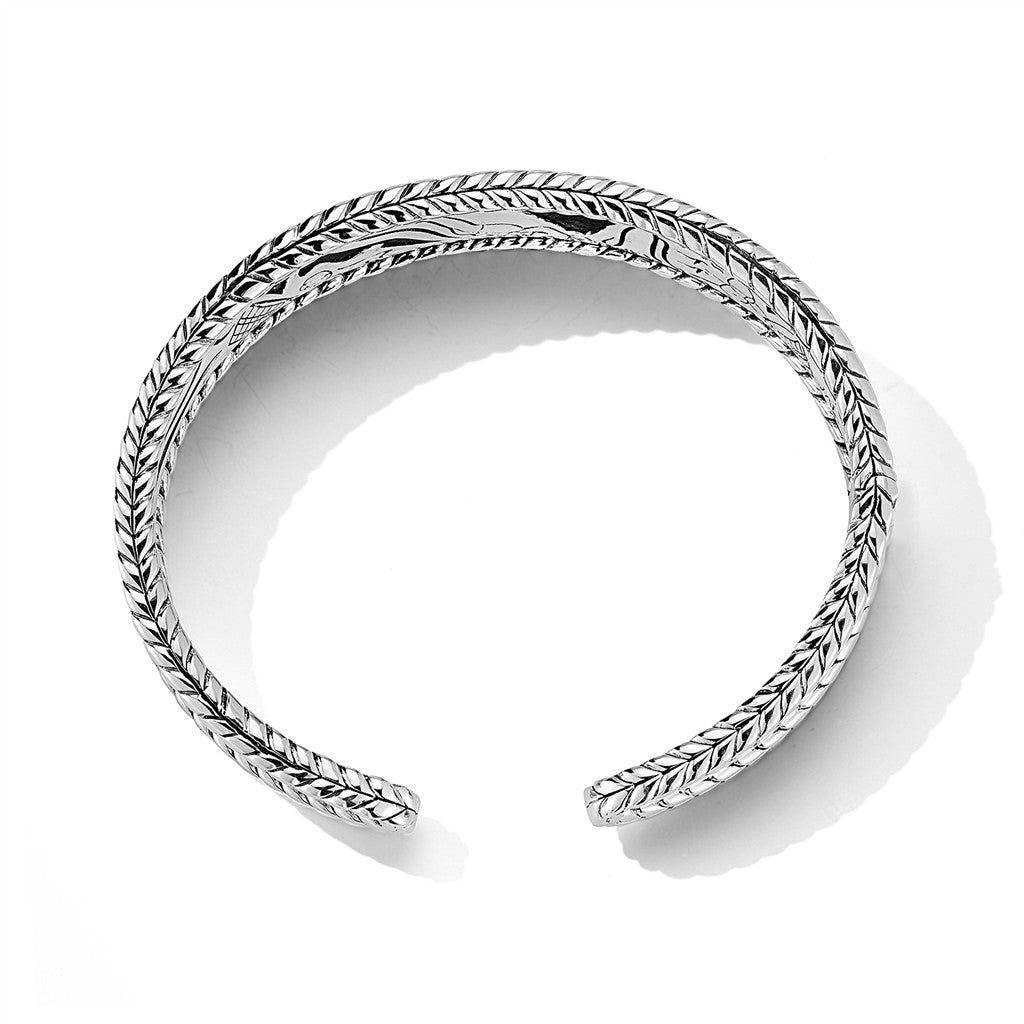 JAI Sterling Silver Hammered Cuff Bangle with Bask | Silver Bracelets