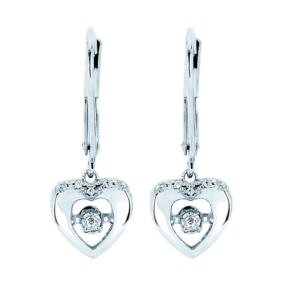 Shimmering Diamonds® Dangling Heart Earrings in Sterling Silver