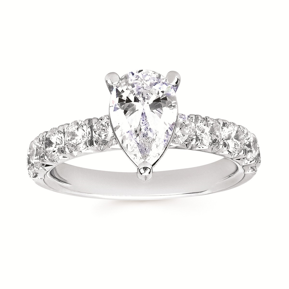 Elegant 1 Ctw. Diamond Semi Mount with 1.50 Ct. Pear Center