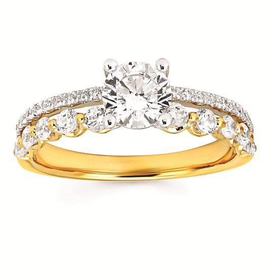 Classic Bridal: 1/2 Ctw. Diamond Semi Mount with 3/4 Ct. Round Center Diamond in 14K Gold