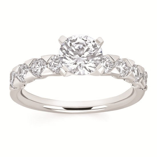 : Modern Bridal 3/4 Ctw. Diamond Semi Mount with 1.50 Ct. Round Center in 14K Gold