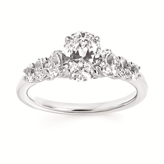 Classic Bridal: 5/8 Ctw. Diamond Semi Mount with 1 Ct. Oval Center Diamond in 14K Gold