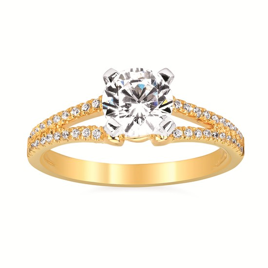 Forever Elegant® 1/6 Ctw. Diamond Semi Mount with 1 Ct. Round Center Diamond in 14K Gold