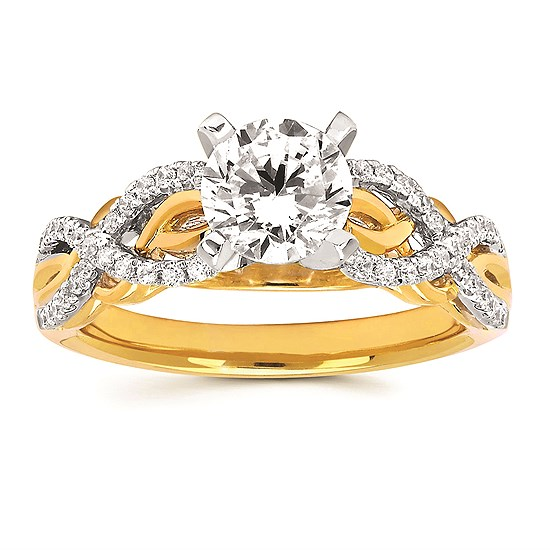 Forever Elegant® 3/8 Ctw. Diamond Semi Mount with 1 Ct. Round Center Diamond in 14K Gold