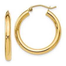 Classic 14K Yellow Gold 25MM Tube Hoop Earrings