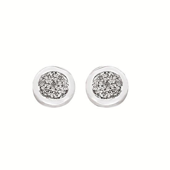 Sterling Silver .08CTW Bezel-Set Diamond Cluster Stud Earrings